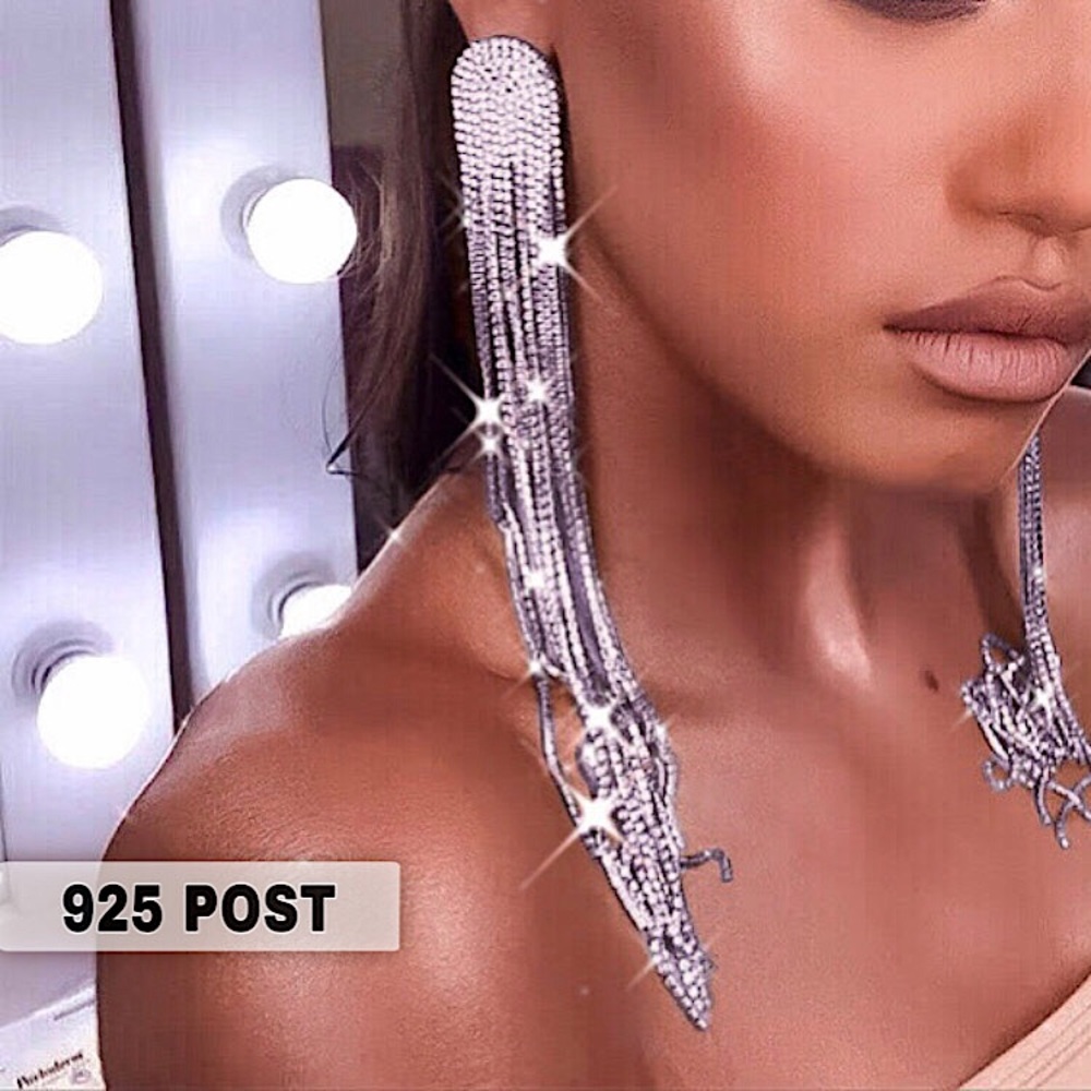⚜️𝟯𝟬%𝗢𝗙𝗙 𝗯𝘂𝗻𝗱𝗹𝗲𝘀 𝟯+⚜️ NEW 925 Long Rhinestone Statement Earrings